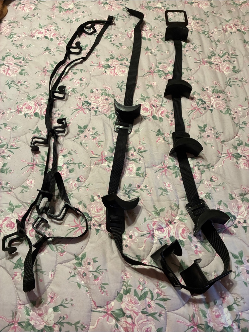 Set of 2 Adjustable Black Strap Purse Organizers with Multiple Hooks